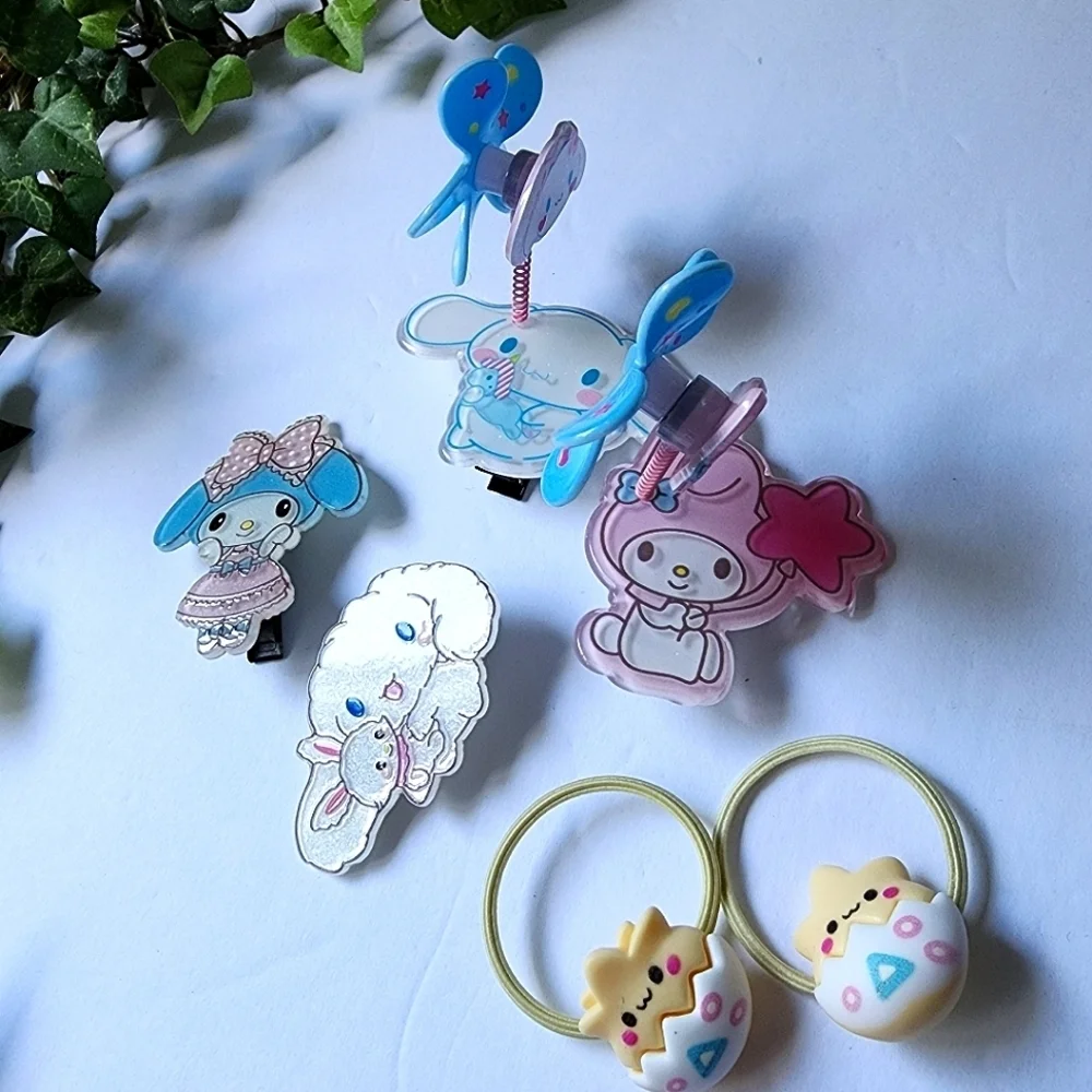 Cinnamon Roll My Melody Spinner Hair Clips and Hair Ties